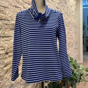 Karen Scott Sport Medium royal blue and white pullover.  Vented sides. EUC